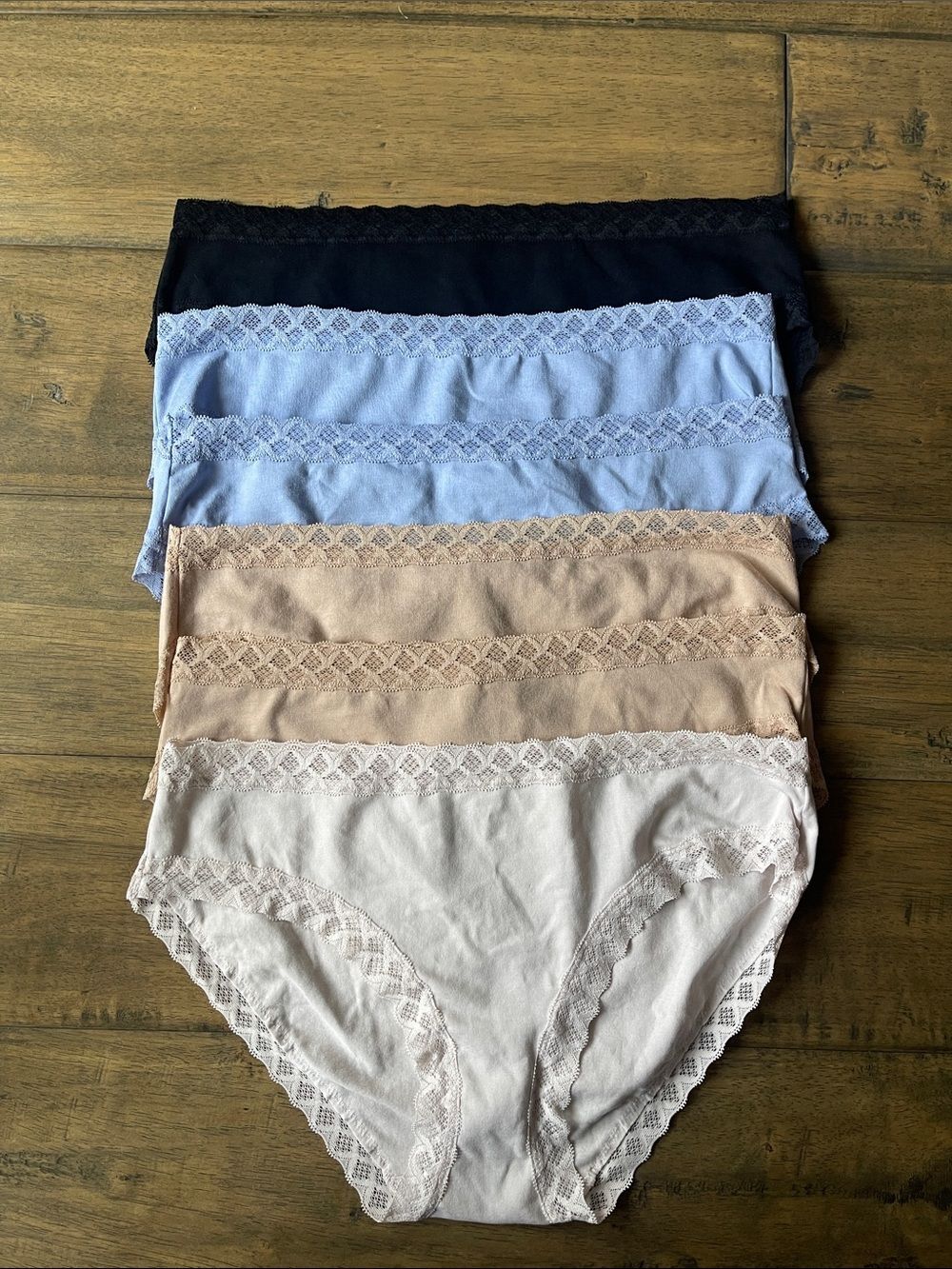 (6) NEW natori bliss brief panties cotton underwear cream blue black